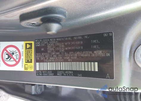 2018 Toyota Highlander Xle z USA, uszkodzony, nr VIN 5TDJZRFH9JS555040